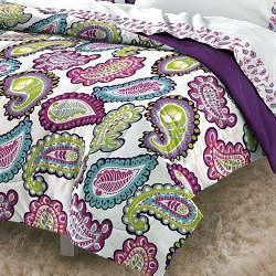 Graphic Paisley 7 piece Queen size Microfiber Bed in a Bag with Sheet