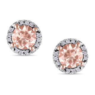 Miadora Rose plated Silver Morganite and Diamond Accent Earrings (H I