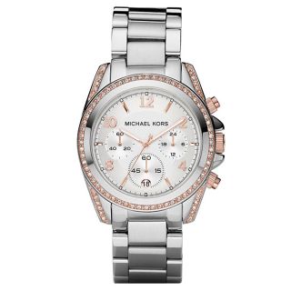 Michael Kors Womens Rose Goldtone Silver Dial Watch