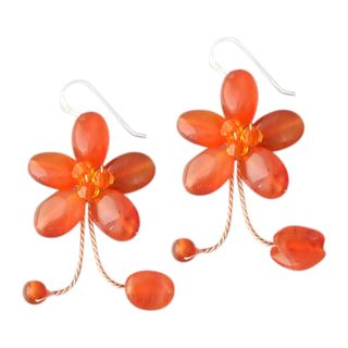 Sterling Silver Tangerine Chalcedony Earrings (Thailand)