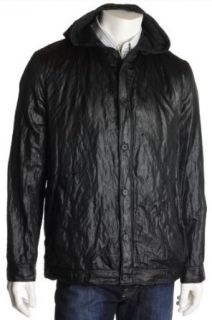 JOHN VARVATOS Mens Black Metallic Hooded Jacket, Large