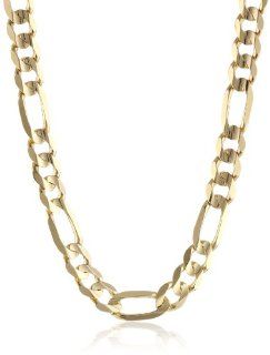 Mens 14k Yellow Gold 9mm Figaro Chain Necklace, 26