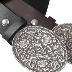 Journee Collection Womens Rhinestone Detail Buckle Leather Belt