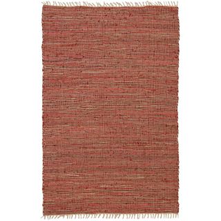 Hand woven Matador Copper Leather/ Hemp Rug (26 x 42)