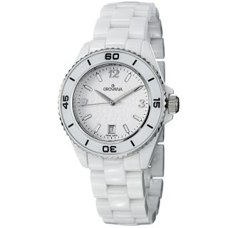 Grovana Mens White Dial White Ceramic Bracelet Quartz Watch Was $474