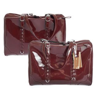 Moonsus Emily Burgundy Leather Luxury Laptop Tote Bag