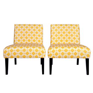 Portfolio Niles Yellow Geometric Links Armless Chair (Set of 2