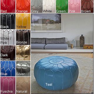 Handmade Casual Living Leather Moroccan Ottoman Pouf