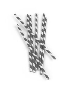 Paper Straws, Gray and White Striped, Box of 144: Kitchen & Dining