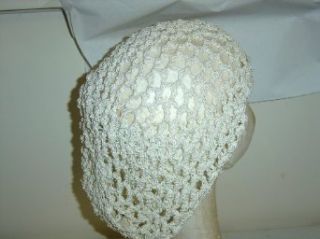 S150w, Hand Crocheted Vintage White Gimp Snood Clothing