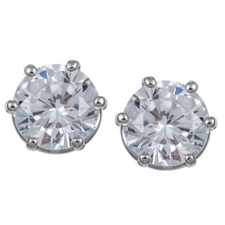 Ultimate CZ Platinum over Sterling Silver Cubic Zirconia Stud Earrings