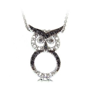 DB Designs Sterling Silver Black Diamond Accent Owl Necklace Today $