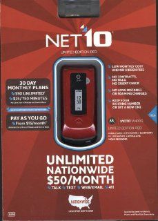 Motorola W408 Pre Paid Cell Phone for Net10   Red/Black