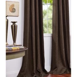 Coffee Cotton Linen 84 inch Grommet Curtain Panel