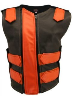 Womens Double Zipper Tactical Street Vest  Black/Orange