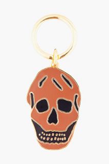 Alexander McQueen Apricot Enamel Brass Skull Keyring for men