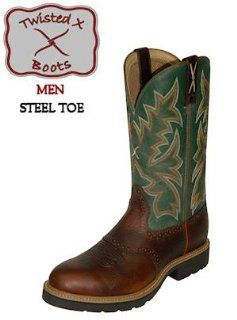 Boots Cowboy Work Steel Toe Pull On MSC0005 Mens Cognac: Shoes