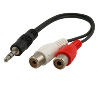 BasAcc 6 inch 3.5mm Stereo to 2 RCA M/F Cable