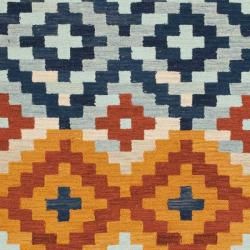 Hand hooked Chelsea Southwest Multicolor Wool Rug (79 x 99