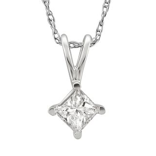 14k White Gold 1/5 to 3/8ct TDW Diamond Solitaire Necklace
