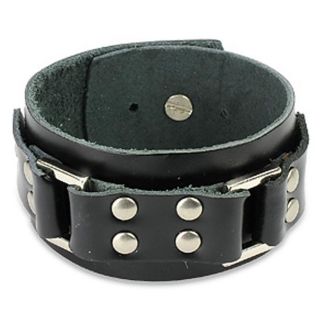 Stainless Steel Buckle Design Studded Leather Strap Bracelet