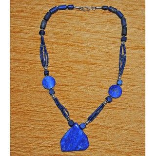 Silver Tribal Freeform Lapis Lazuli Necklace (Afghanistan)