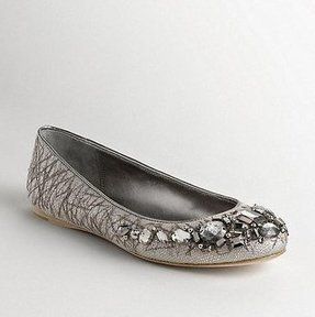 Denisse Lurex Canvas Rhinestone Flat Silver Slipon Shoes 10 Shoes