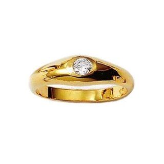 Mens 18K Gold Plated Cubic Zirconia Solitaire 6 mm Wide
