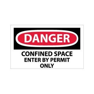 D162AP   Danger, Confined Space Enter By Permit Only, 3 X 5