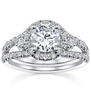 18k White Gold 2ct TDW Certified Diamond Engagement Ring (I, SI3
