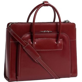 McKlein Womens Red Lake Forest Italian Leather Laptop Tote
