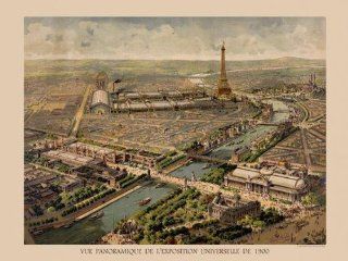 1900 Paris Exposition Universelle Panoramic View. Map
