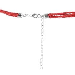 Silvertone and Red Cubic Zirconia Necklace