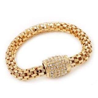 Gold Plated Diamante Mesh Magnetic Bracelet   19cm Length
