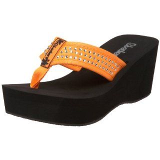 Cali Womens Pin Up Flashdrive Thong Sandal,Orange,6 M US Shoes