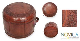 Spanish Elegance Tooled Leather Ottoman (Peru) Today: $159.99 2.7 (3