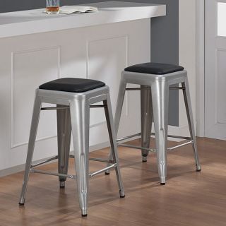Tabouret 24 inch White Metal Counter Stools (Set of 2)