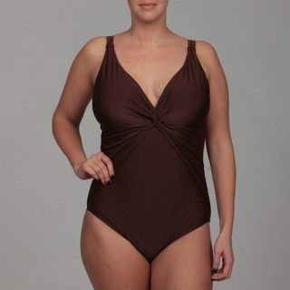 Snozo Womens Plus Size Chocolate One piece Swimsuit