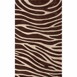 Handmade Alexa Pino Brown Modern Zebra Rug (83 x 11)