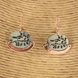 Handcrafted Pewter Copper Birds Branch Necklace Set (India