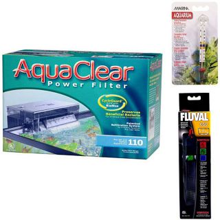AquaClear 110 Power Filter Fluval E 50 Watt Heater and Thermometer