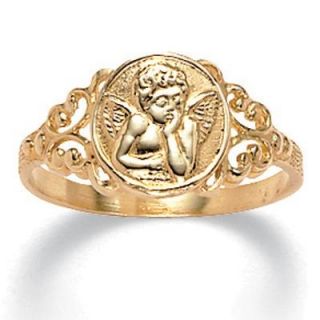 Toscana Collection 10k Yellow Gold Angel Relief Ring