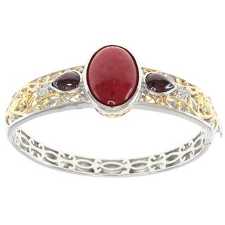 Michael Valitutti Two tone Red Jade Hinged Bangle
