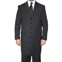 Ferrecci Mens Black Pinstripe Six button Suit