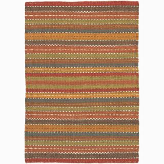 Hand woven Mandara Natural Living Jute Stripe Rug (79 x 106) Today