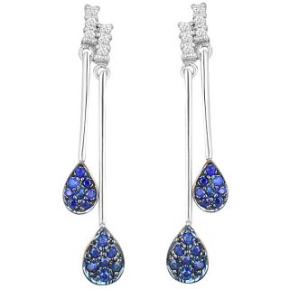 10k White Gold Sapphire and Diamond Accent Earrings