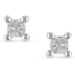 Miadora Sterling Silver 1/6ct TDW Diamond Solitaire Stud Earrings
