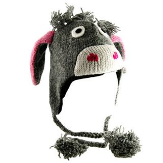H2W Kids Grey Knit Donkey Hat