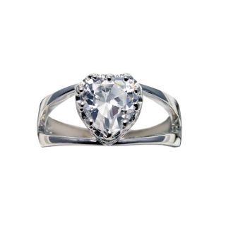 Sterling Silver Crown set Cubic Zirconia Heart Ring