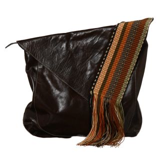 Dark Brown Atarraya Leather Messenger Bag (Colombia)